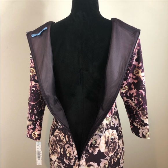 Antonio Melani Purple Plum Floral Scuba Dress NWT - Picture 6 of 9